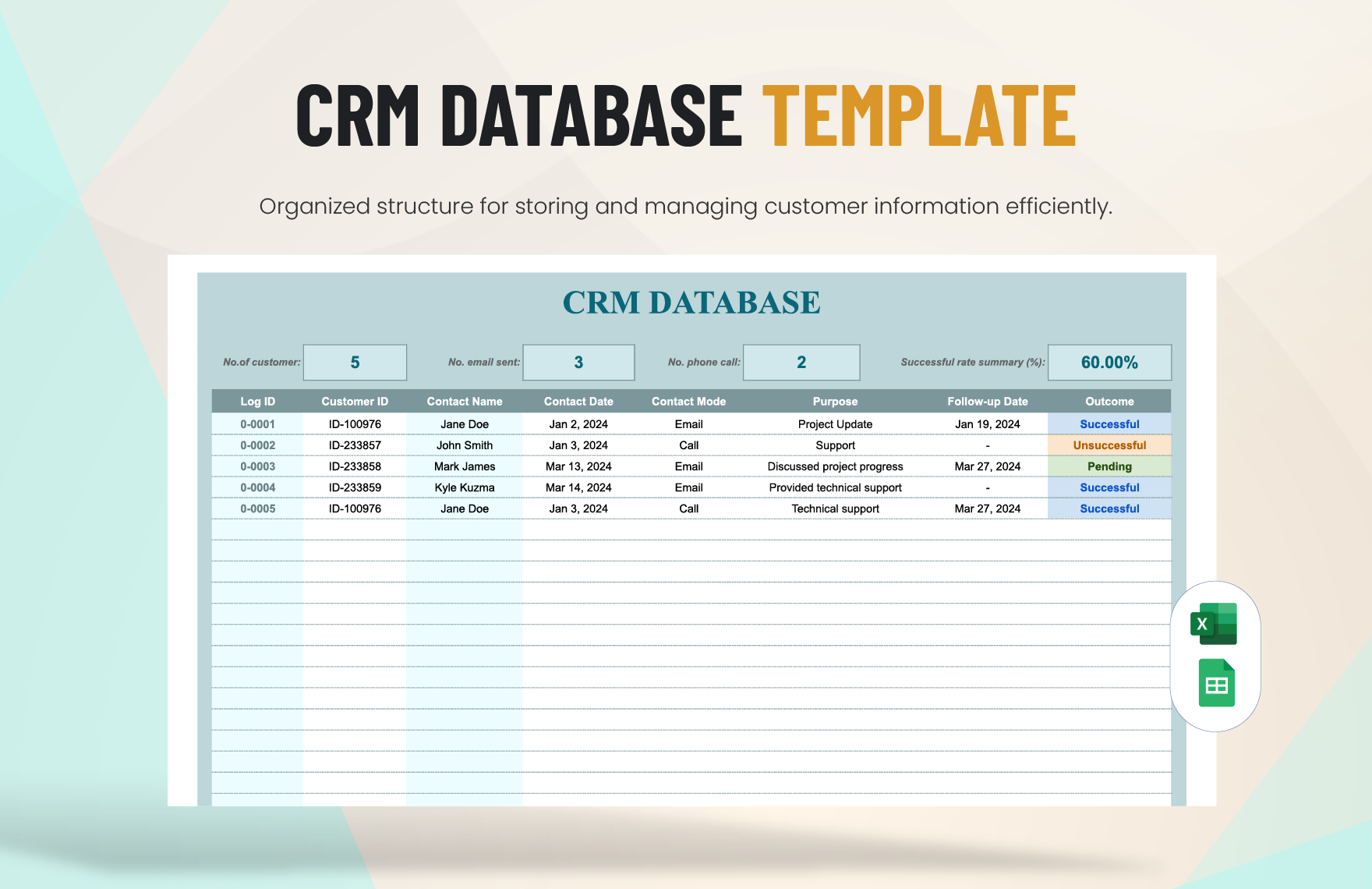 Crm Excel Database